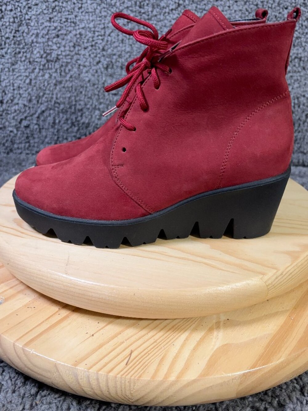 Waldlaufer Boots Effie Wedge Heel Womens Size 7.5 Nubuck Red Made in Germany